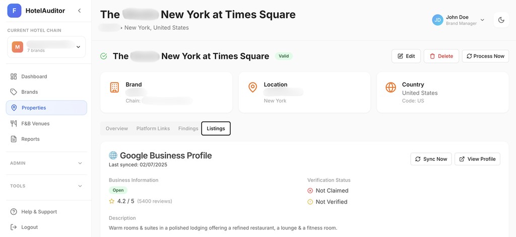 Google Listing Profile Dashboard